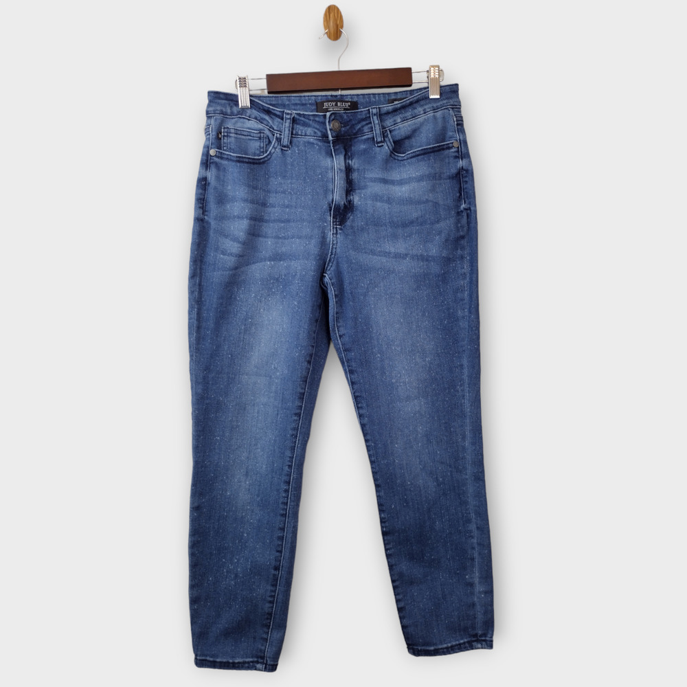 Judy Blue Jeans Women's 11/30 Bleach Splattered Mineral Wash Relaxed Fit Denim